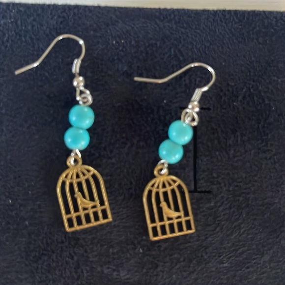 Beautiful turquoise beaded bracelet she earring set made in Turkey - Picture 6 of 7